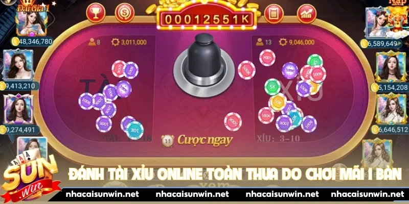Đánh tài xỉu online toàn thua do chơi mãi 1 bàn