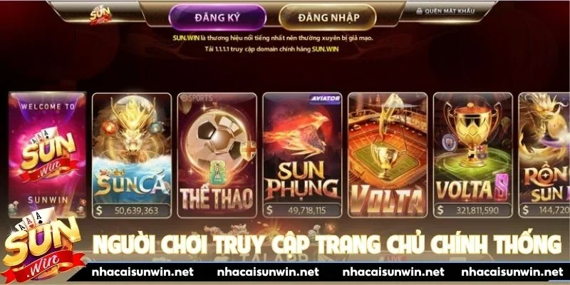 Người chơi truy cập trang chủ chính thống của Sunwin